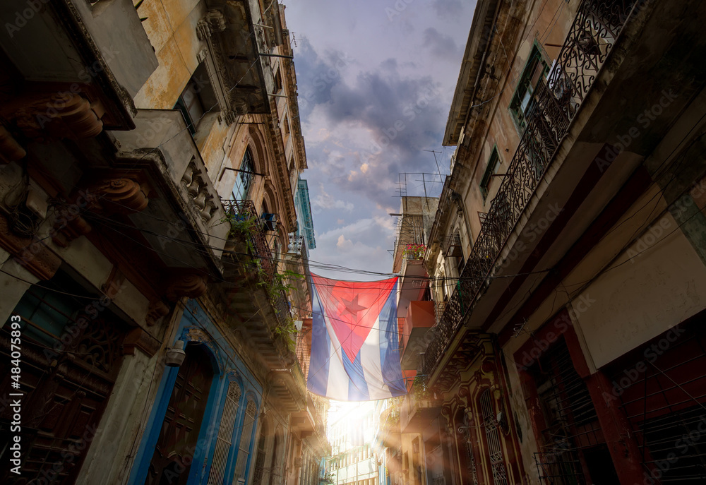 Scenic colorful tourist destinations of Old Havana in historic city center of Havana Vieja near Paseo El Prado and El Capitolio.