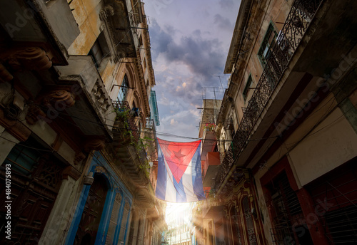 Scenic colorful tourist destinations of Old Havana in historic city center of Havana Vieja near Paseo El Prado and El Capitolio. © eskystudio