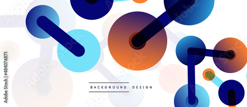 Abstract background. Round dots connected by lines. Trendy techno business template for wallpaper, banner, background or landing