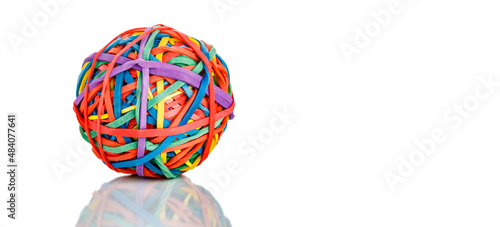 Cuadro en lienzo ball of rubber bands isolated on white background