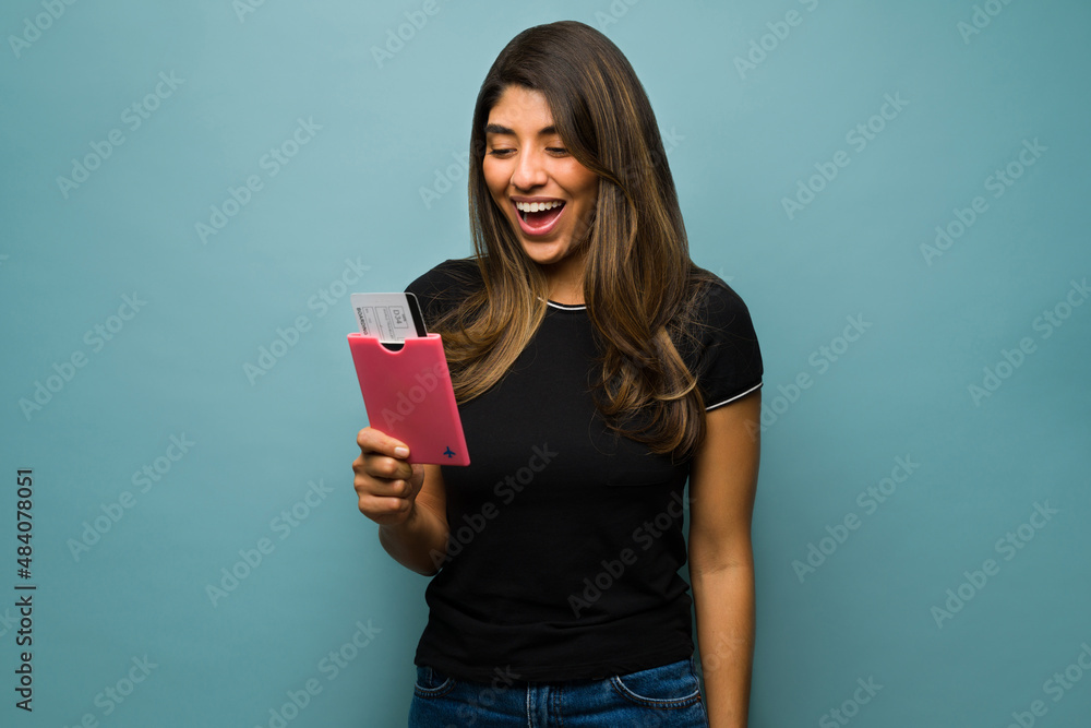 Excited woman on vacations Excited woman on vacations