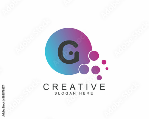 Letter G Point Logo Design with Blue Purple. Illustration of Colorful Alphabet Vector Letters.