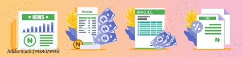 Nigerian Naira Receipt and Documents Illustration