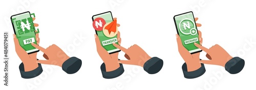 Mobile Banking with Nigerian Naira Illustration