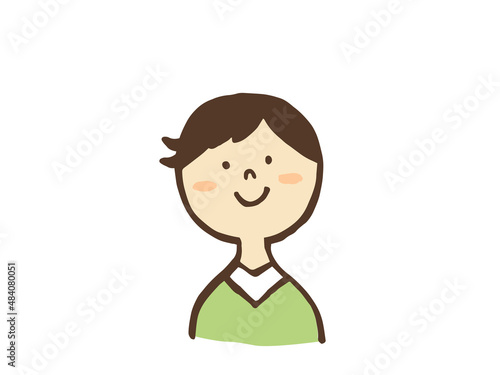かわいい一人の男の子／手描きイラスト素材