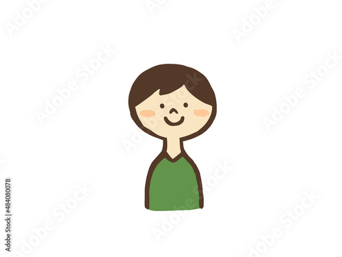 かわいい一人の男の子／手描きイラスト素材