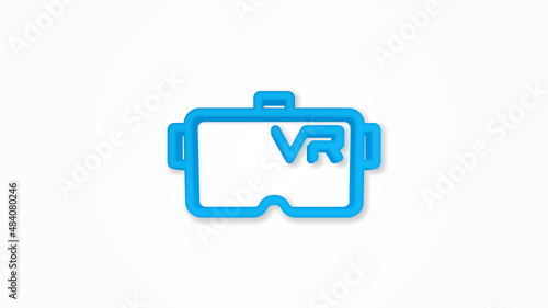 VR glasses, goggles, virtual reality 360 3d realistic line icon. Vector top view illustration. color pictogram isolated on white background