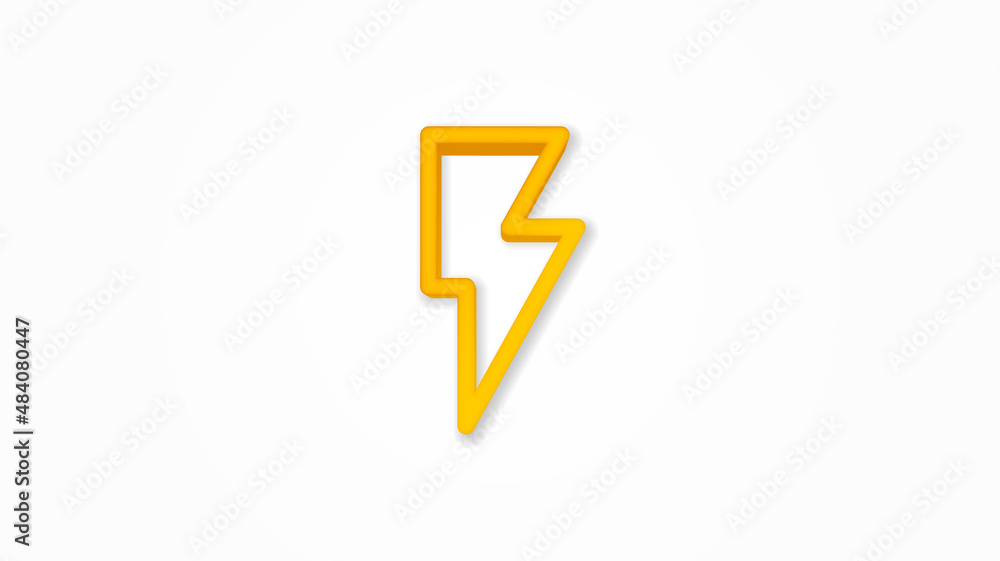 Lightning, electricity 3d realistic line icon. Vector top view illustration. color pictogram isolated on white background Lightning, electricity 3d realistic line icon. Vector top view illustration. color pictogram isolated on white background