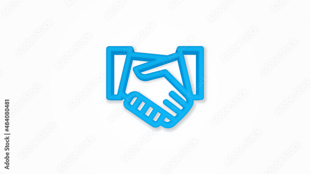 handshake 3d realistic line icon. Vector top view illustration. color pictogram isolated on white background handshake 3d realistic line icon. Vector top view illustration. color pictogram isolated on white background
