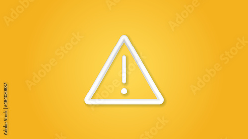 Hazard, warning, attention 3d realistic line icon. Vector top view illustration. color pictogram isolated on orange background
