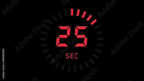 Thirty second modern digital countdown timer with dashed line indicator on transparent background   photo