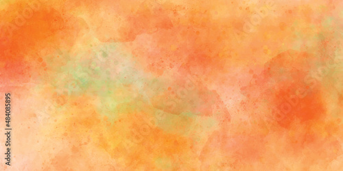 abstract red and orange watercolor background with drops and splashes. Orange, yellow and red watercolor vector background. Abstract Watercolour Square Painting Multicolour Mixing Background. 