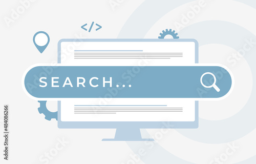 SEO ranking, meta data optimization concept illustration. Search Engine result, keyword optimization, website page speed acceleration. Improving tags and text on the page for higher search ranking