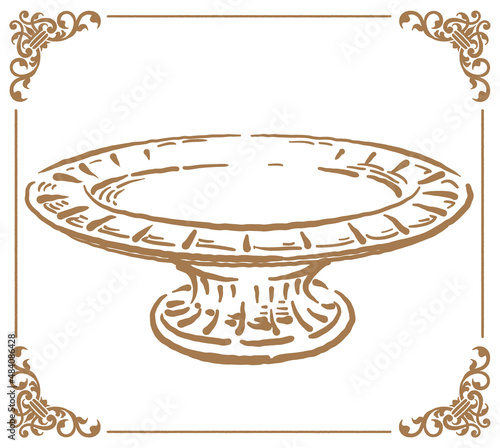 アンティークな陶器の皿。ベクターイラスト素材