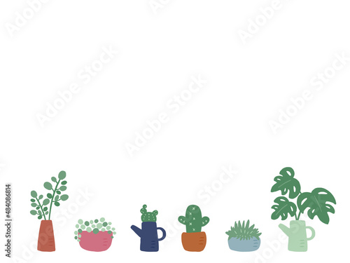かわいいボタニカル観葉植物セット／手描きイラスト