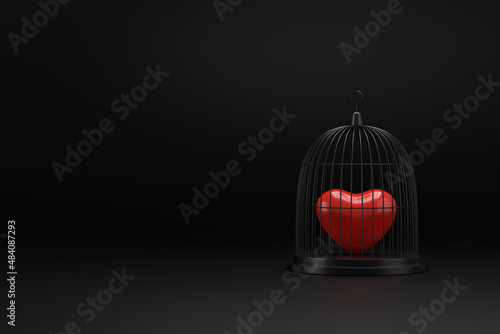 Tableau sur toile Heart in the cage. 3D rendering.