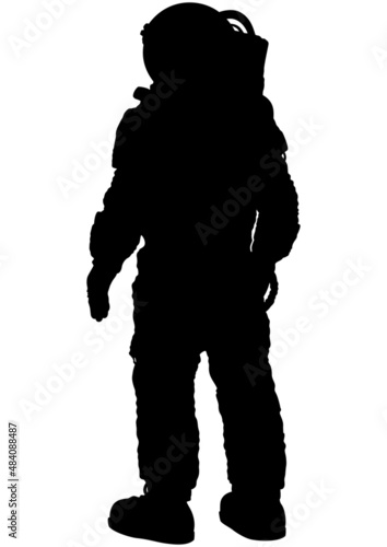 Astronaut silhouette / Illustration a person wearing a spacesuit, back view silhouette
