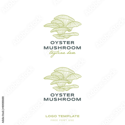 oyster mushroom logo in premium hand drawn vector