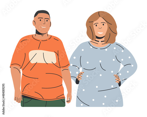 Smiling Overweight Couple Isolated.