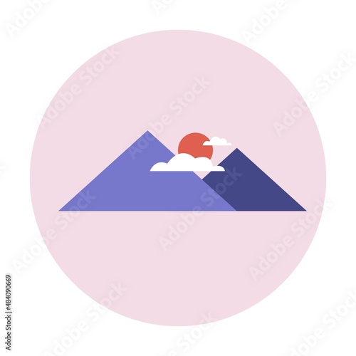 icon Mountain in modern flat style design. Nature tourism, travel, adventure, concept.
