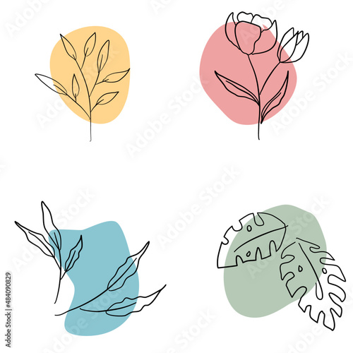 set of icons flowers 