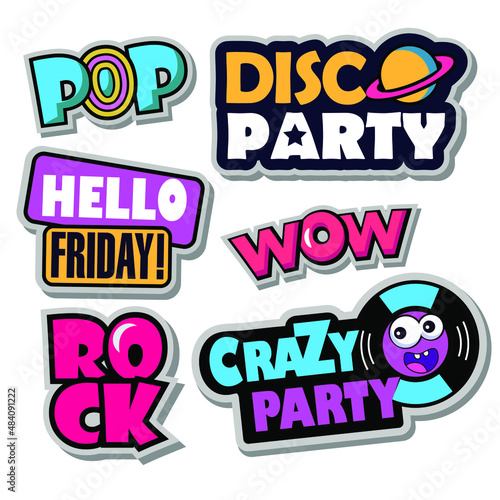 set of vector music style stickers.