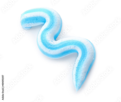 Sample of toothpaste on white background