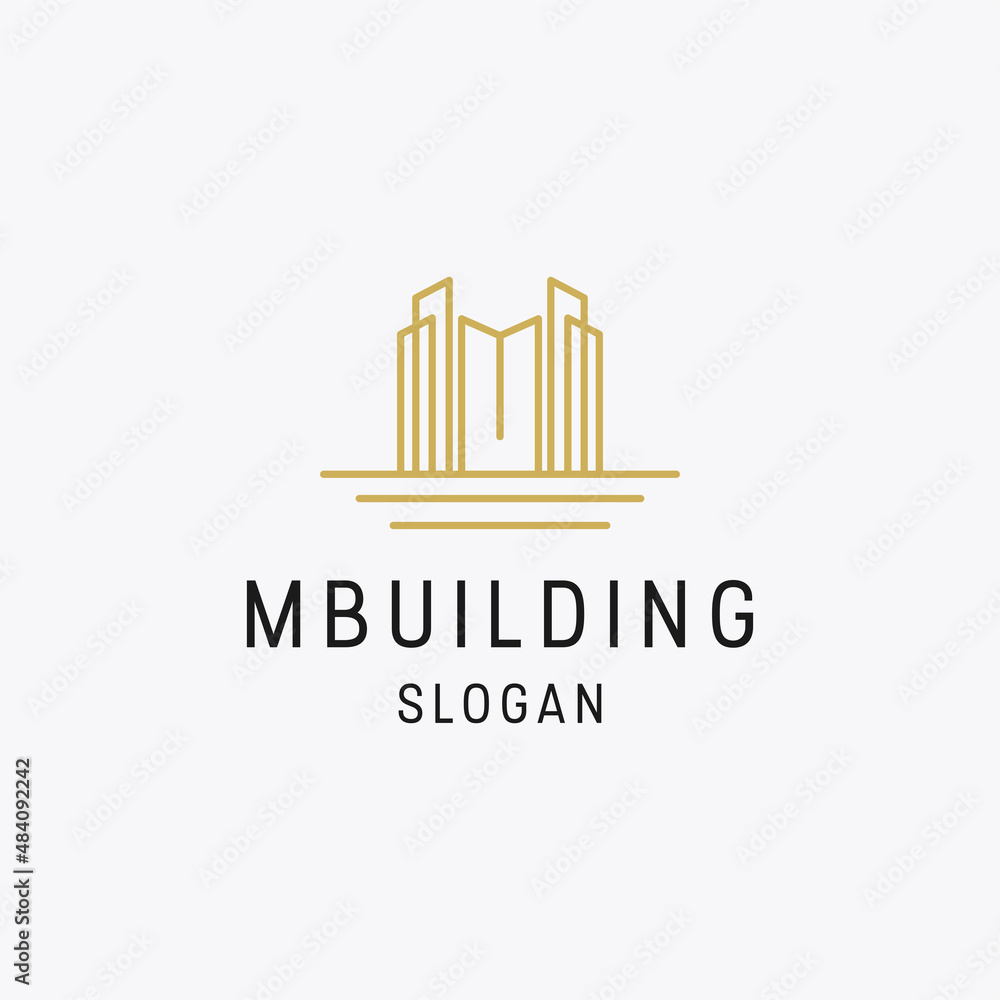 Letter m building logo icon flat design template