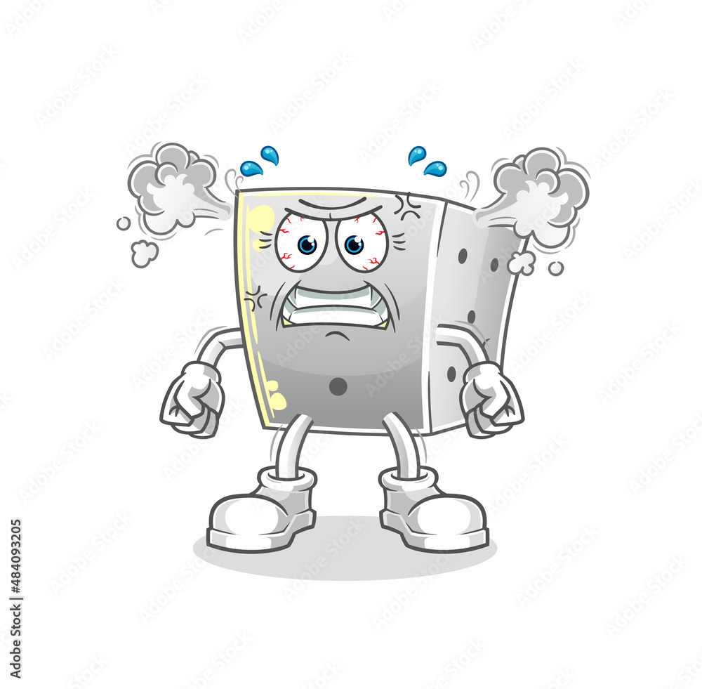 Obraz premium dice very angry mascot. cartoon vector