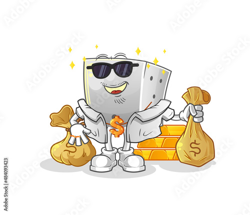 dice rich character. cartoon mascot vector