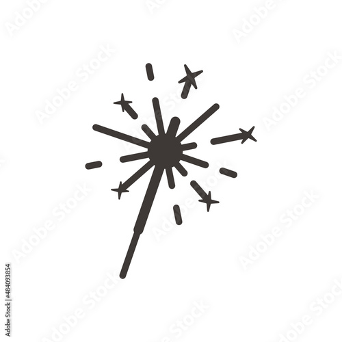 Bengail fire icon in flat design. Fireworks element for holiday joke on isolated white background. Vector stock illustration
