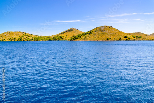 Seaside with blue sea and coast in Croatia