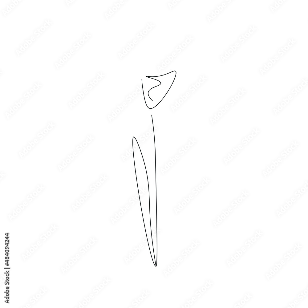 Flower silhouette line drawing vector illustration Flower silhouette line drawing vector illustration
