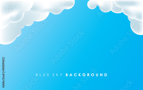White Cloud and Blue Sky Background Vector Illustration