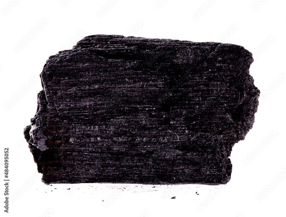 Fototapeta premium Natural wood charcoal Isolated on white background. activated carbon.