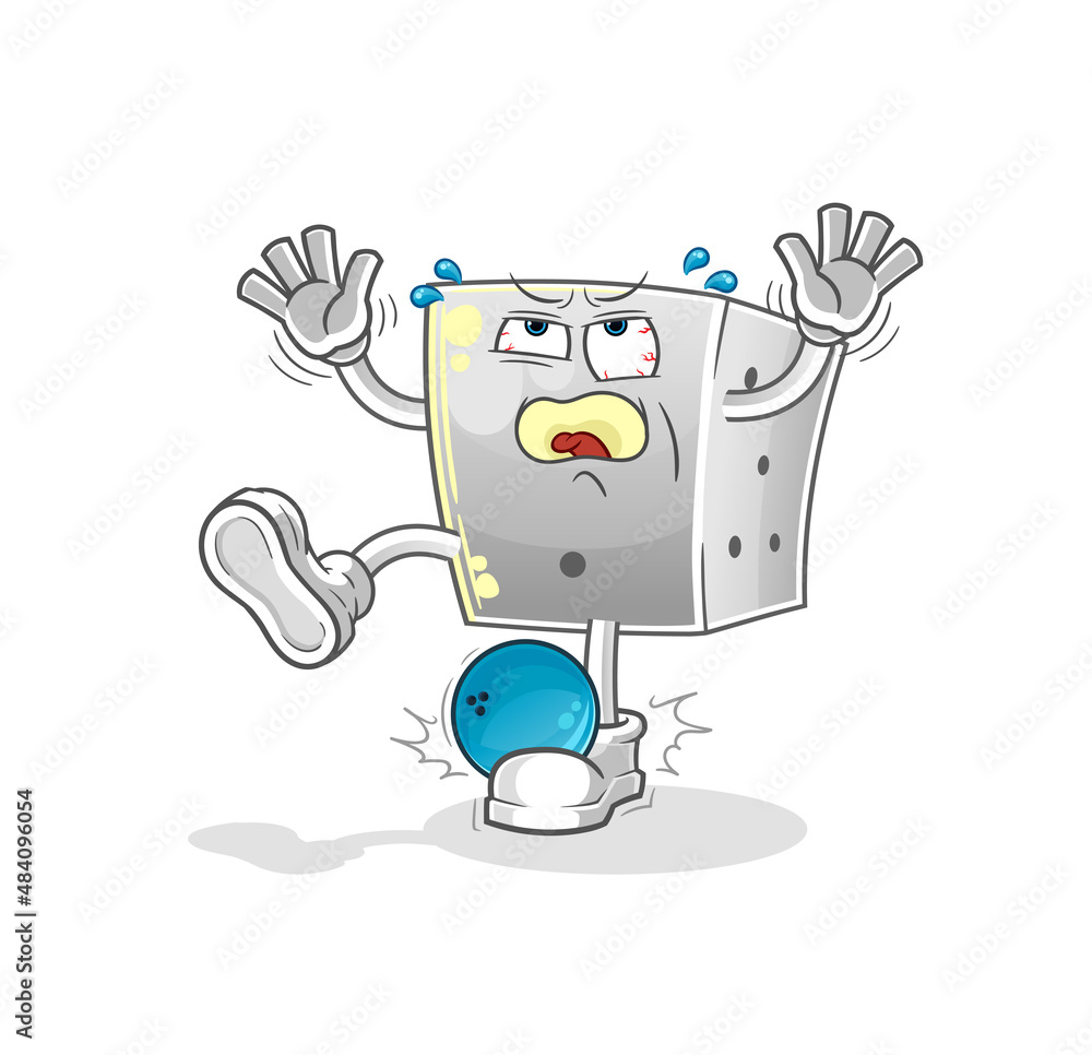 dice hiten by bowling cartoon. cartoon mascot vector dice hiten by bowling cartoon. cartoon mascot vector