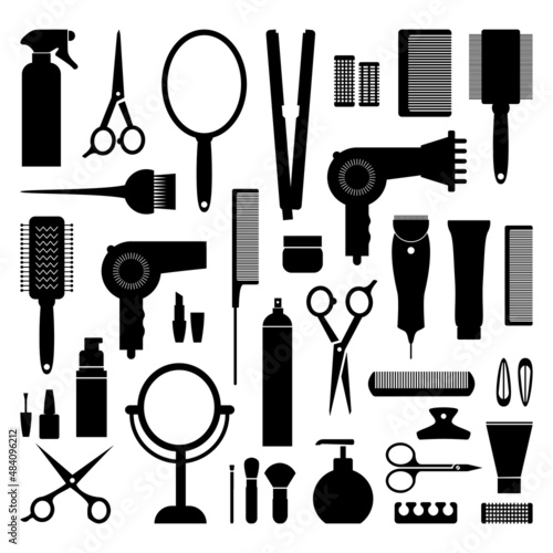 Hairdressing equipment icons