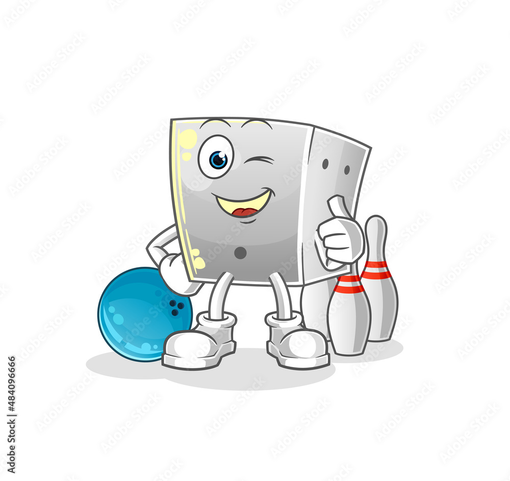 dice play bowling illustration. character vector
