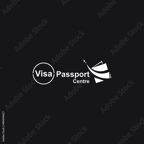 Logo of Visa application centre. Vector illustration with black background. photo