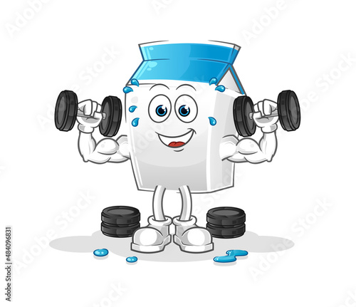 milk weight training illustration. character vector