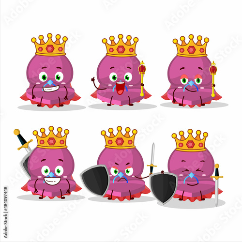 Fototapeta Naklejka Na Ścianę i Meble -  A Charismatic King pink love ring box cartoon character wearing a gold crown