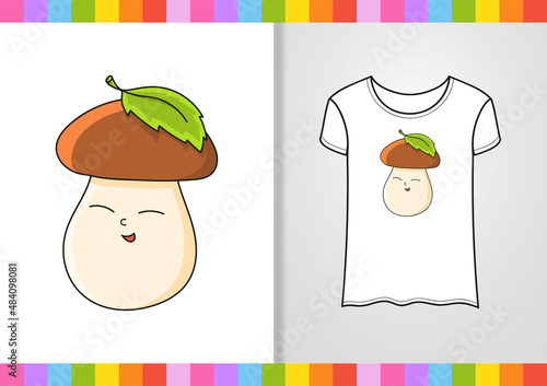 T-shirt design. Cute character on shirt. Hand drawn. Colorful vector illustration. cartoon style. Isolated on white background.