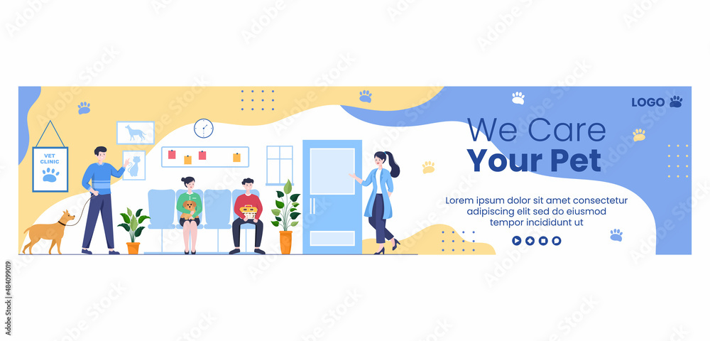 Pet Grooming and Animal Clinic Banner Template Flat Illustration Editable of Square Background Suitable for Social Media, Greeting Card and Web Internet Ads