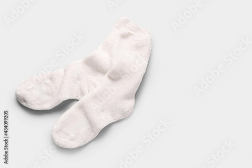 Pair of cotton socks isolated on white background
