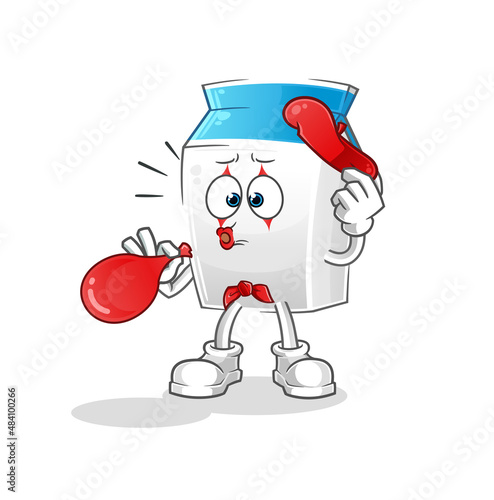 milk pantomime blowing balloon. cartoon mascot vector