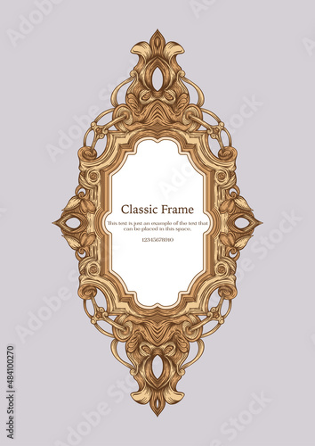 Baroque frame decor. Detailed rich ornament graphic line art. Vector illustration