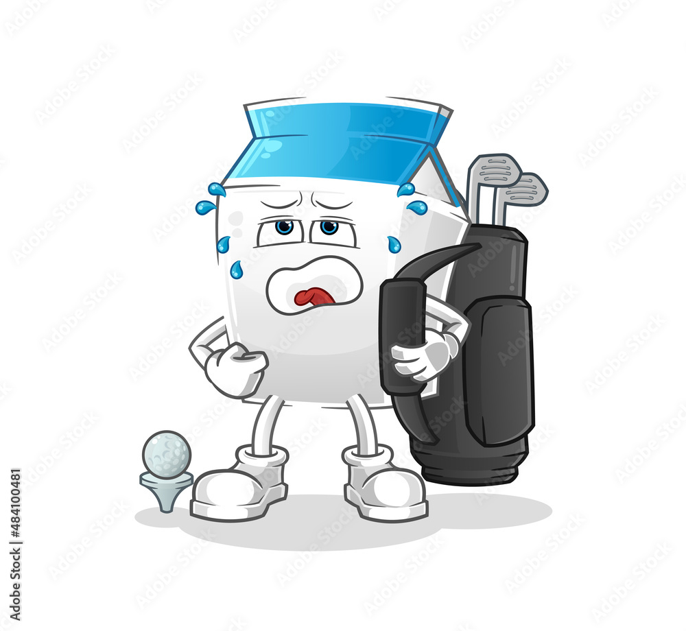milk with golf equipment. cartoon mascot vector milk with golf equipment. cartoon mascot vector