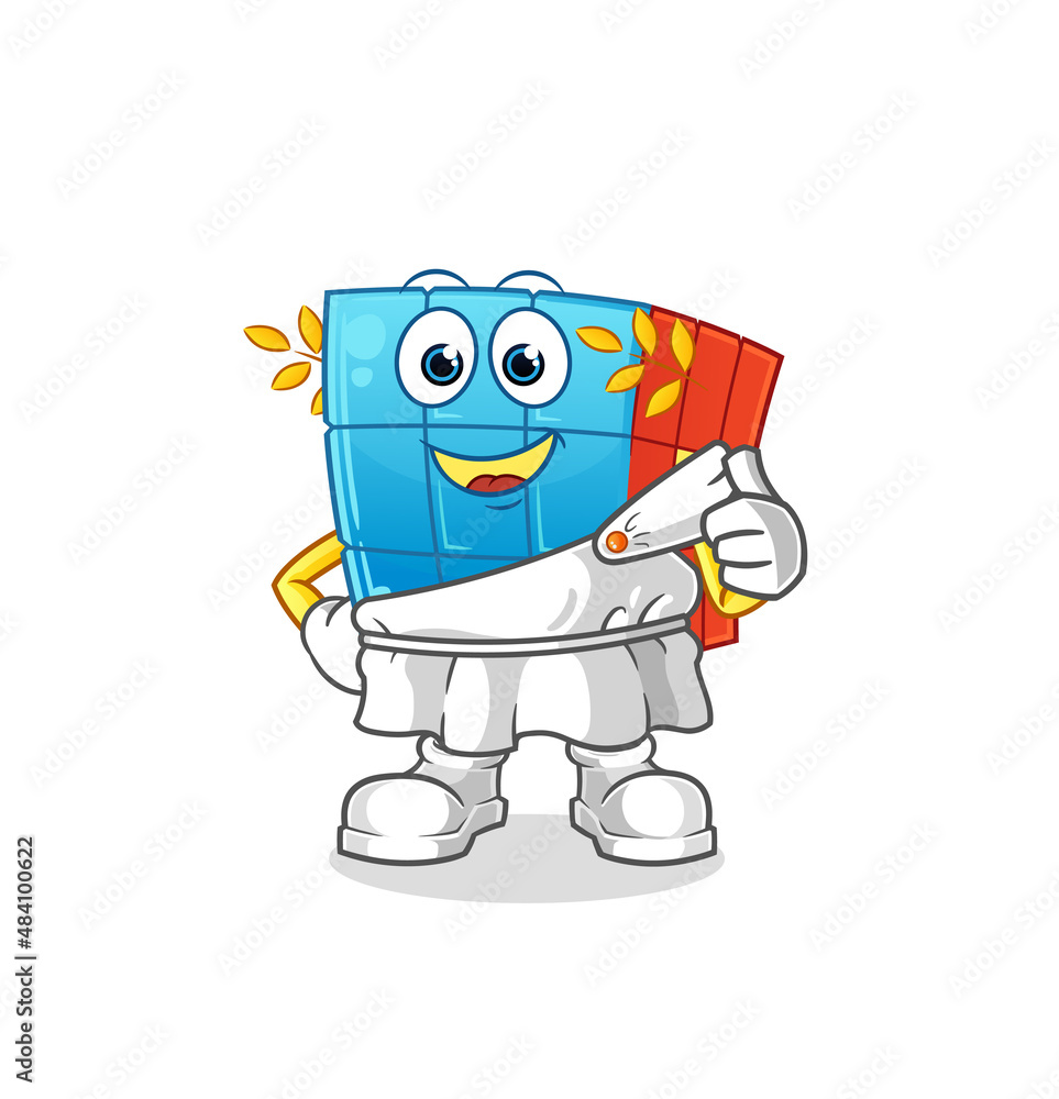 Rubik's Cube with greek clothing. cartoon mascot vector