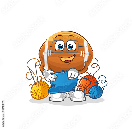 rugby ball tailor mascot. cartoon vector
