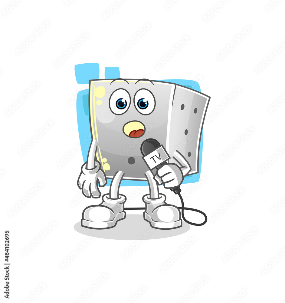 dice tv reporter cartoon. cartoon mascot vector dice tv reporter cartoon. cartoon mascot vector